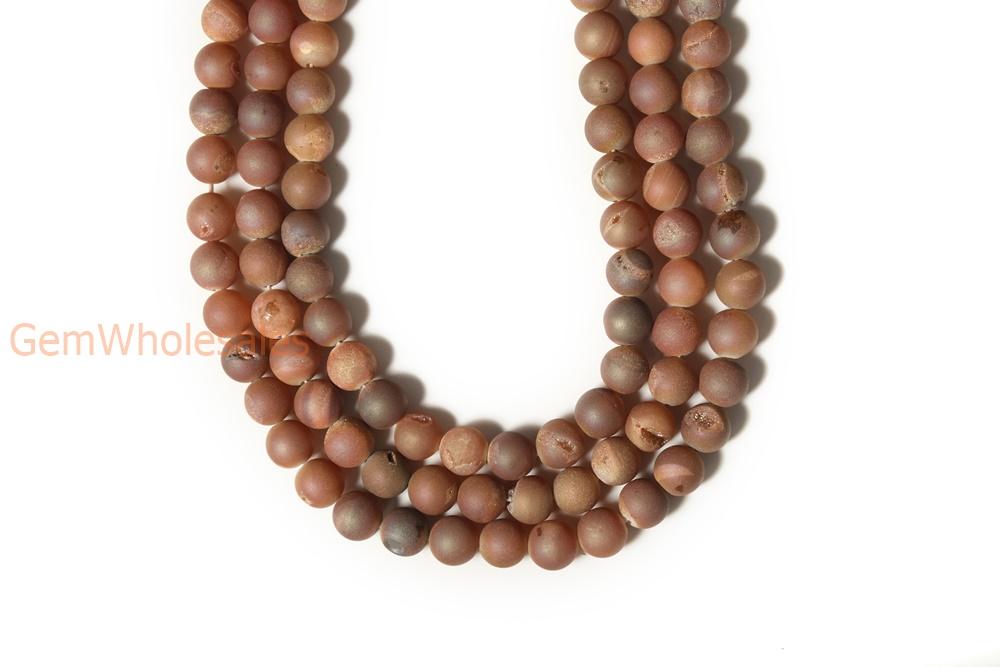 15" plating 6mm/8mm/10mm/12mm/14mm champane druzy Agate Round beads Gemstone