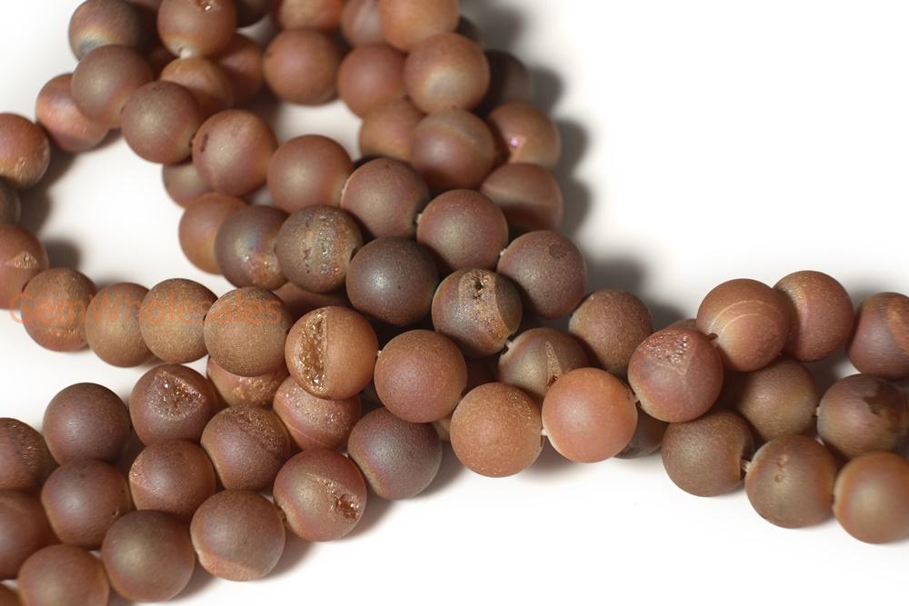 15" plating 6mm/8mm/10mm/12mm/14mm champane druzy Agate Round beads Gemstone