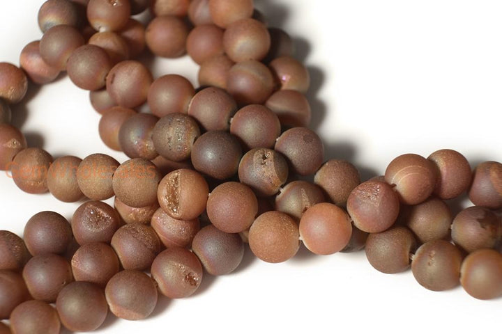 15" plating 6mm/8mm/10mm/12mm/14mm champane druzy Agate Round beads Gemstone