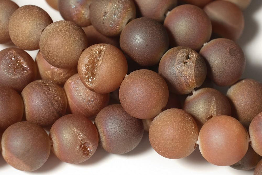 15" plating 6mm/8mm/10mm/12mm/14mm champane druzy Agate Round beads Gemstone