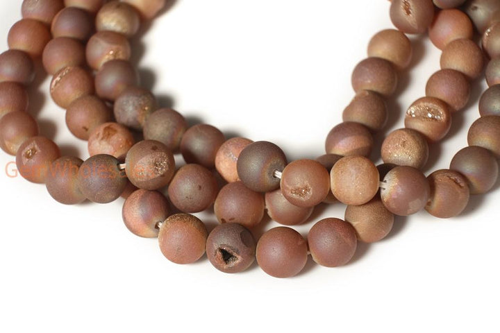15" plating 6mm/8mm/10mm/12mm/14mm champane druzy Agate Round beads Gemstone