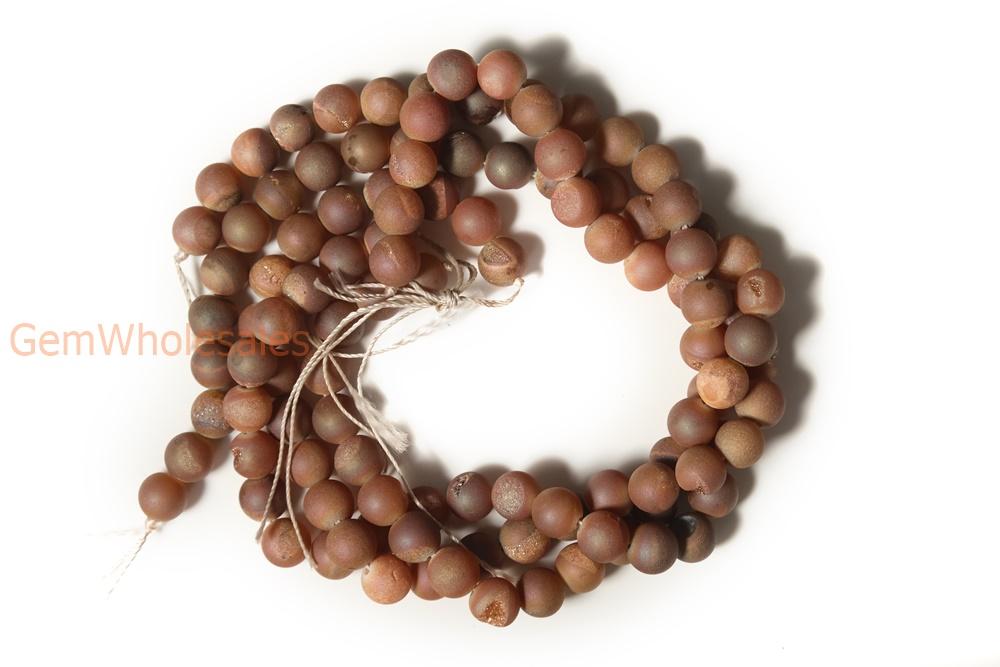 15" plating 6mm/8mm/10mm/12mm/14mm champane druzy Agate Round beads Gemstone