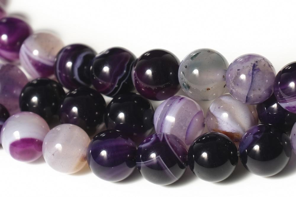 15" 6mm/8mm/10mm/12mm purple stripe Agate Round beads Gemstone