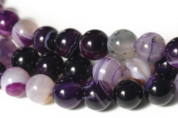 15" 6mm/8mm/10mm/12mm purple stripe Agate Round beads Gemstone