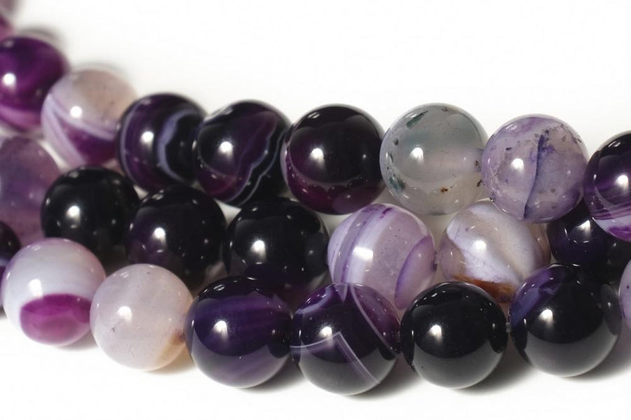 15" 6mm/8mm/10mm/12mm purple stripe Agate Round beads Gemstone