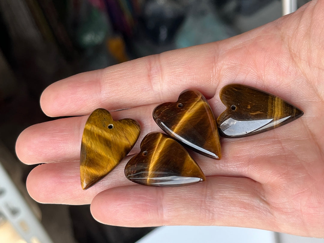 1PC 20x30mm Natural Yellow tiger eye heart pendant