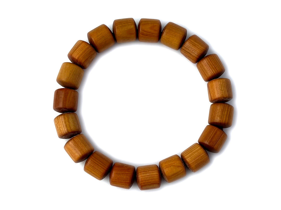 7.5" 10mm light Fragrant Cypress wood Barrel beads bracelets