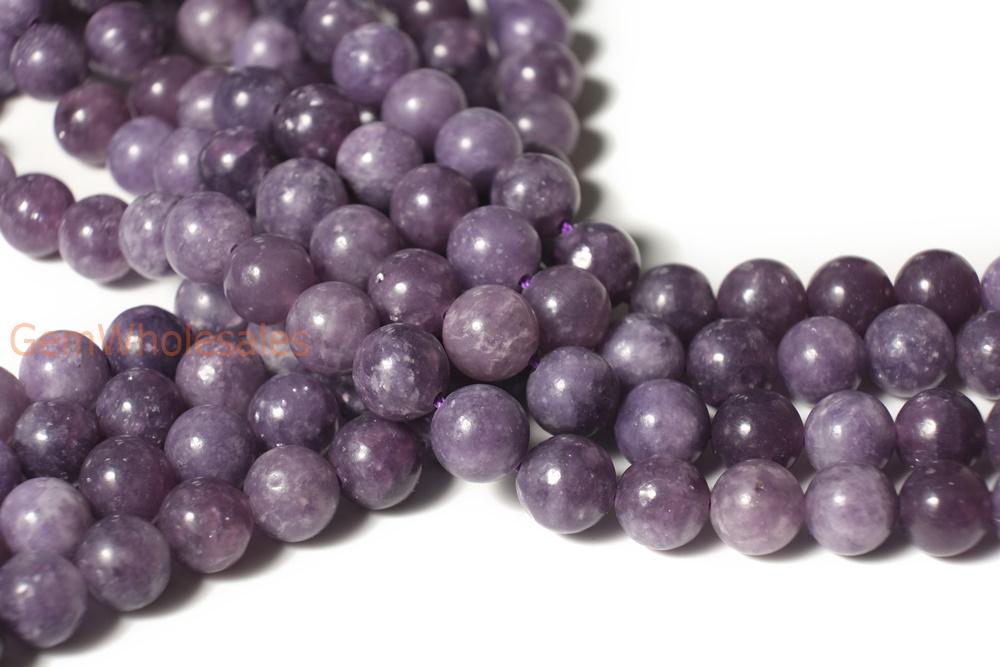 15.5" 8mm natural lepidolite round beads, purple DIY semi-precious stone, natural purple gemstone