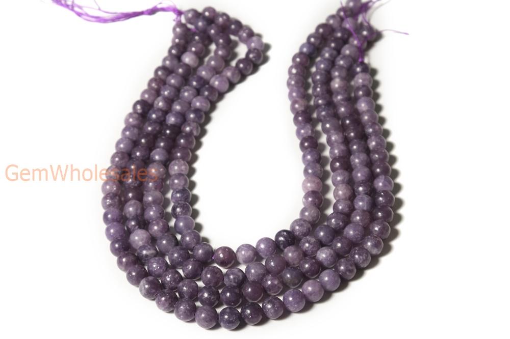 15.5" 8mm natural lepidolite round beads, purple DIY semi-precious stone, natural purple gemstone