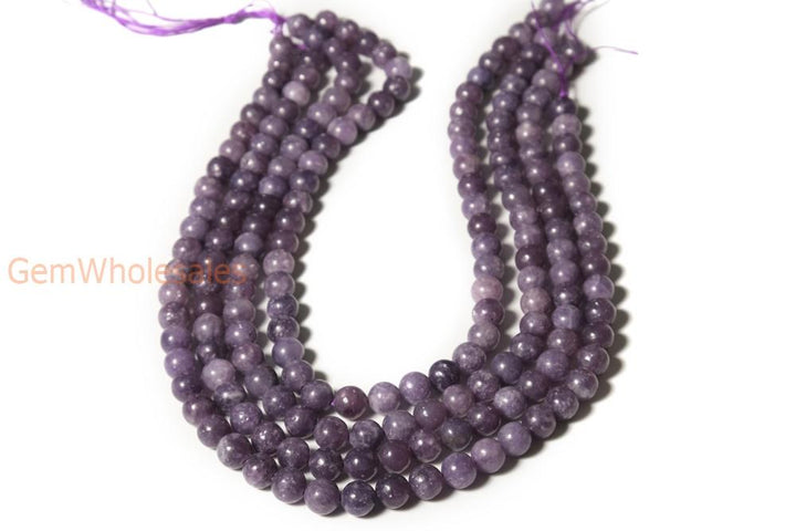 15.5" 8mm natural lepidolite round beads, purple DIY semi-precious stone, natural purple gemstone