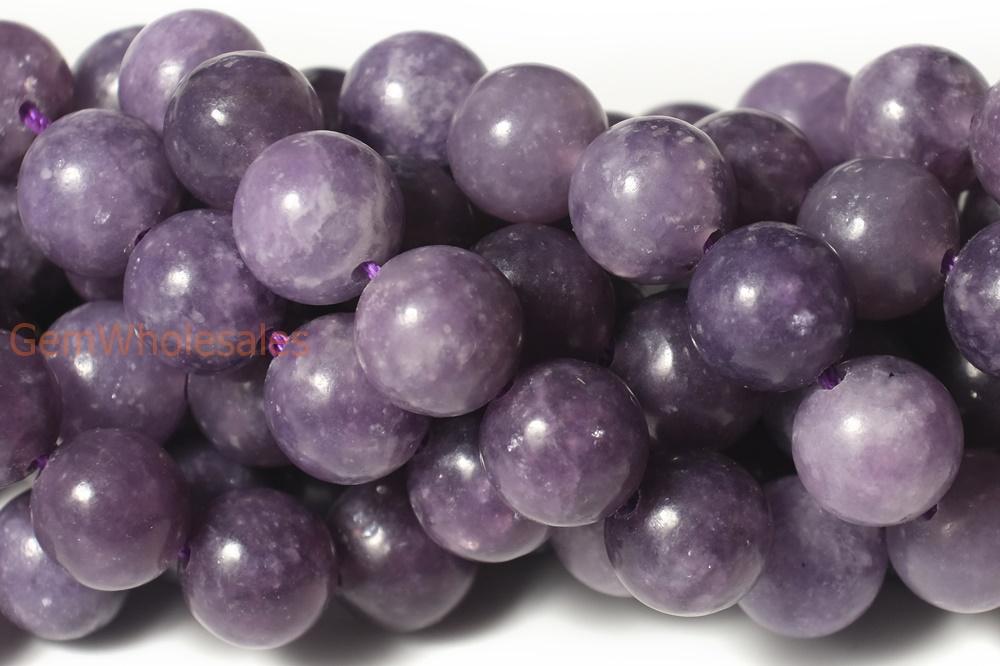 15.5" 8mm natural lepidolite round beads, purple DIY semi-precious stone, natural purple gemstone