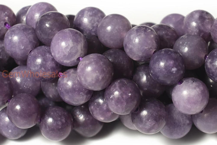 15.5" 8mm natural lepidolite round beads, purple DIY semi-precious stone, natural purple gemstone
