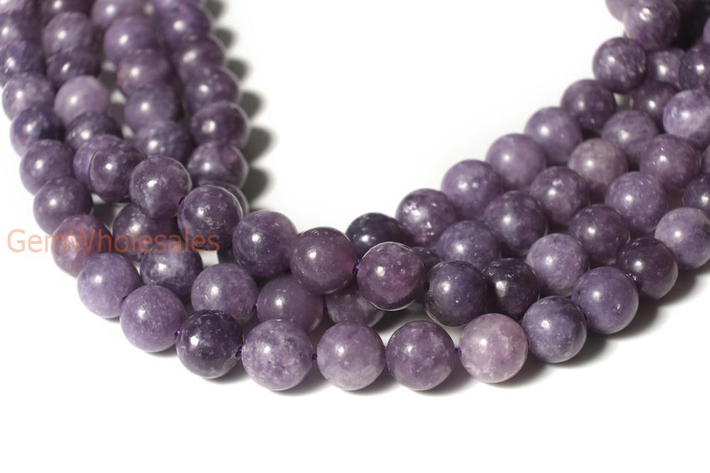 15.5" 8mm natural lepidolite round beads, purple DIY semi-precious stone, natural purple gemstone
