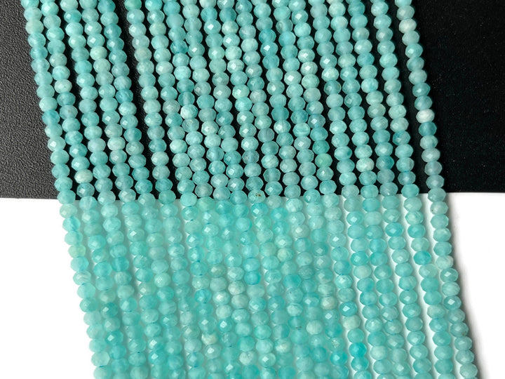 15.25" AA 2x3mm Natural amazonite stone rondelle micro faceted beads