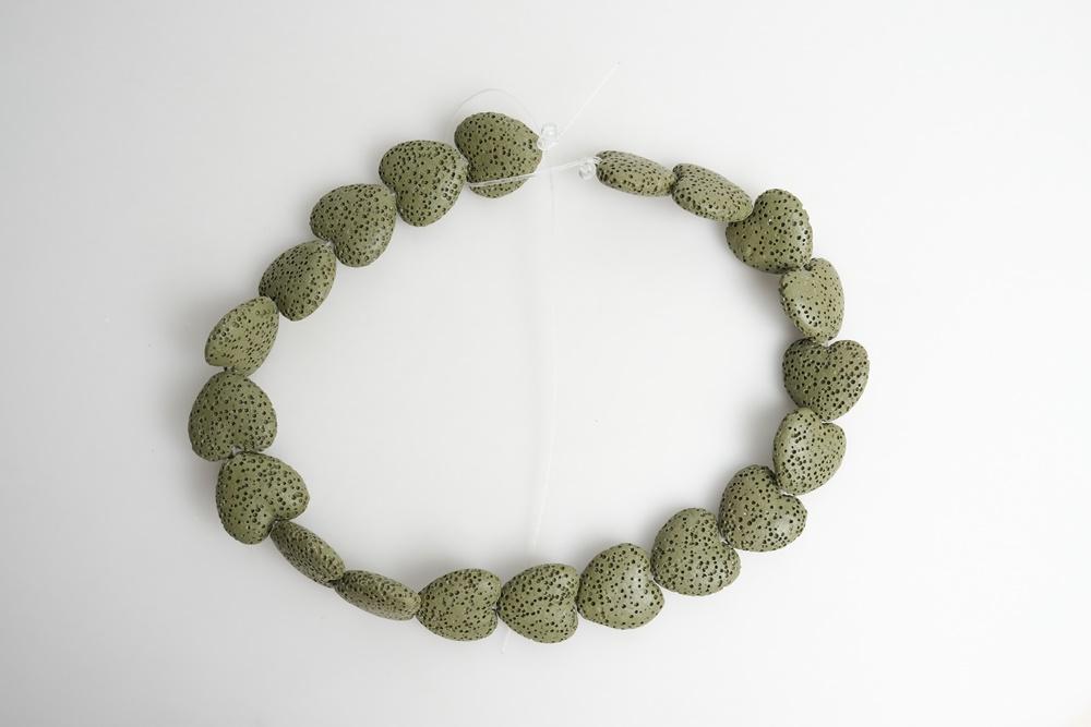 15.5" 20mm/28mm green Lava Heart Gemstone pendant