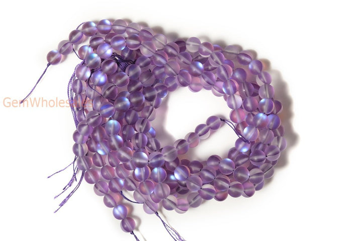 15.5" 8mm Rainbow Purple Synthetic Moonstone round beads