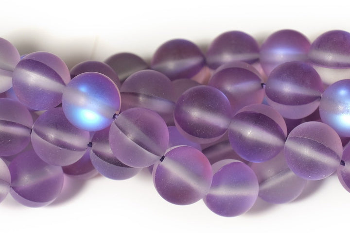 15.5" 8mm Rainbow Purple Synthetic Moonstone round beads