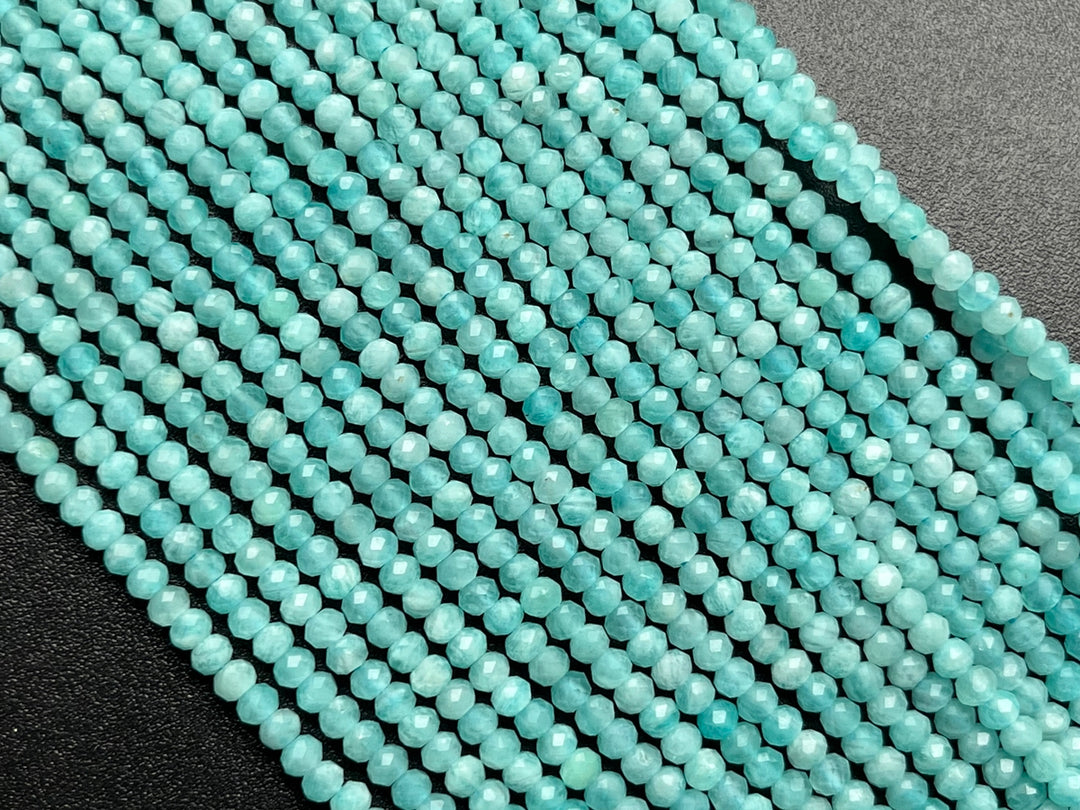 15.25" AA 2x3mm Natural amazonite stone rondelle micro faceted beads