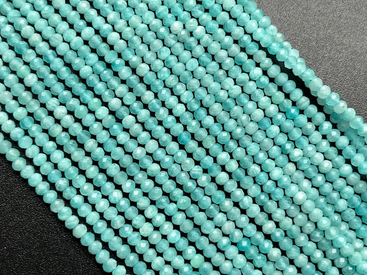 15.25" AA 2x3mm Natural amazonite stone rondelle micro faceted beads