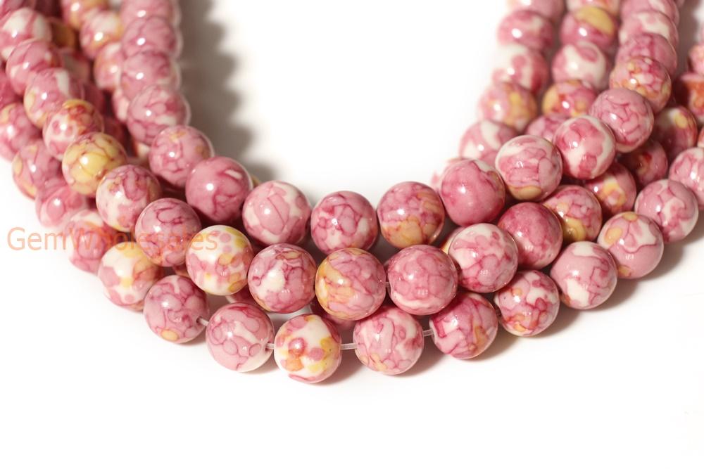 15.5" 6mm/8mm/10mm/12mm Dyed yellow orange rain flower stone