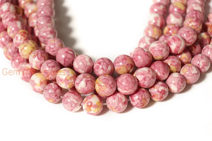 15.5" 6mm/8mm/10mm/12mm Dyed yellow orange rain flower stone