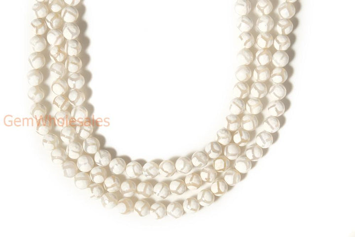 14.5" Grey Bulk tibetan Dzi beads 8mm/10mm/12mm/14mm round beads, Grey Dzi agate with white stripe