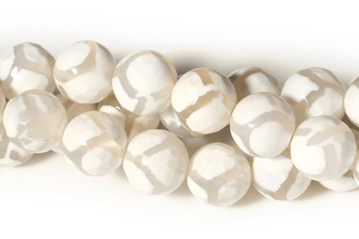 14.5" Grey Bulk tibetan Dzi beads 8mm/10mm/12mm/14mm round beads, Grey Dzi agate with white stripe