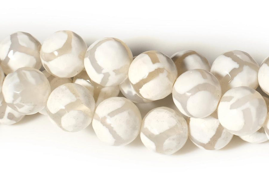 14.5" Grey Bulk tibetan Dzi beads 8mm/10mm/12mm/14mm round beads, Grey Dzi agate with white stripe