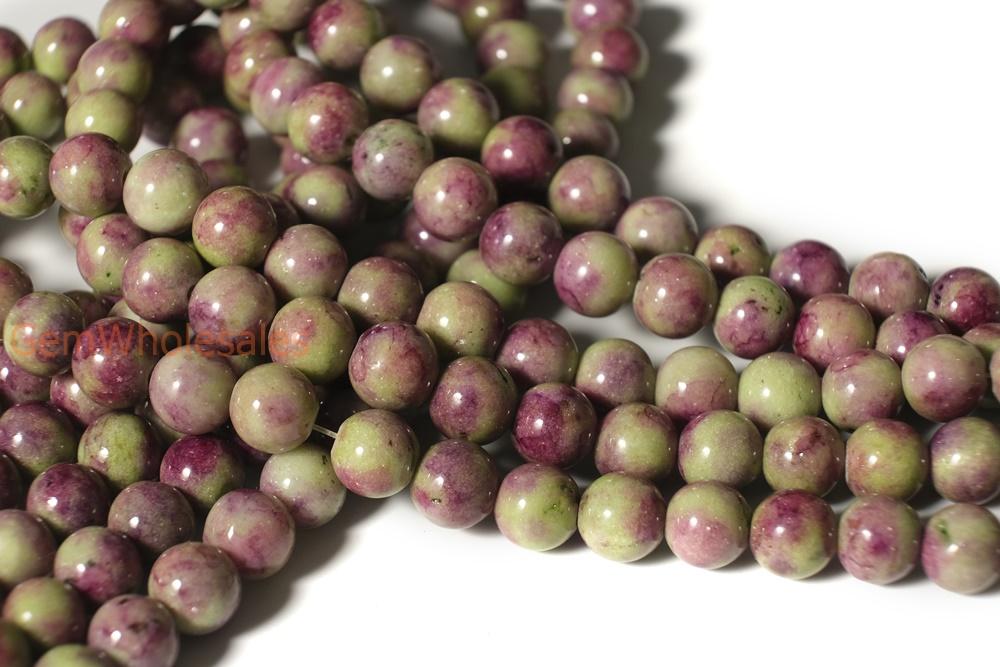 15.5" 8mm Dyed Green purple jade round beads X016