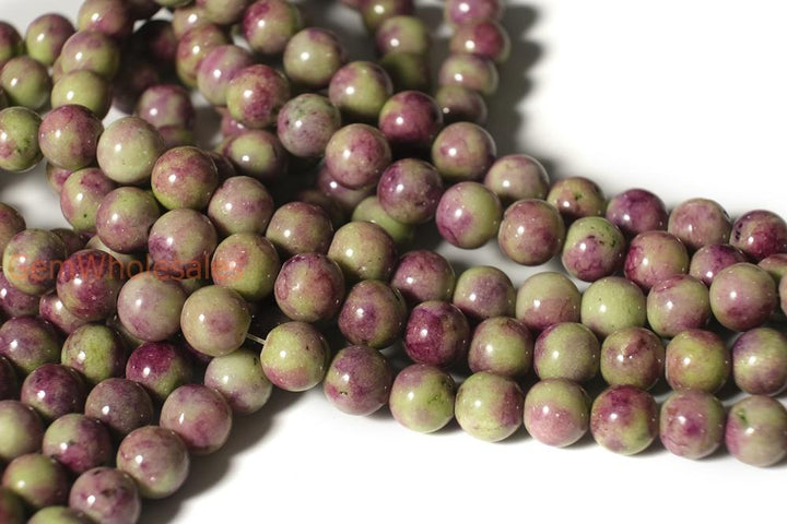 15.5" 8mm Dyed Green purple jade round beads X016