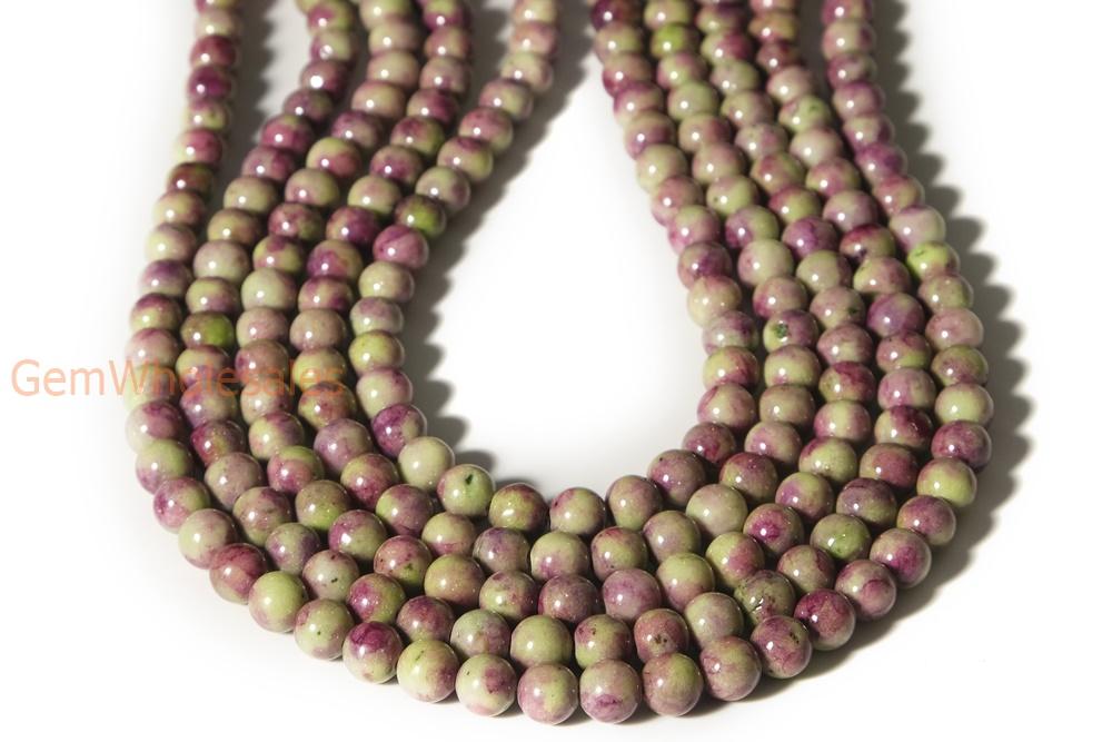 15.5" 8mm Dyed Green purple jade round beads X016