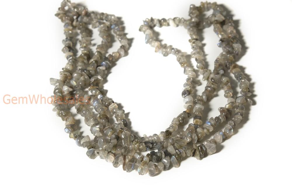 34" Natural Labradorite 5x10mm chips , Labradorite small chips, Grey color gemstone beads
