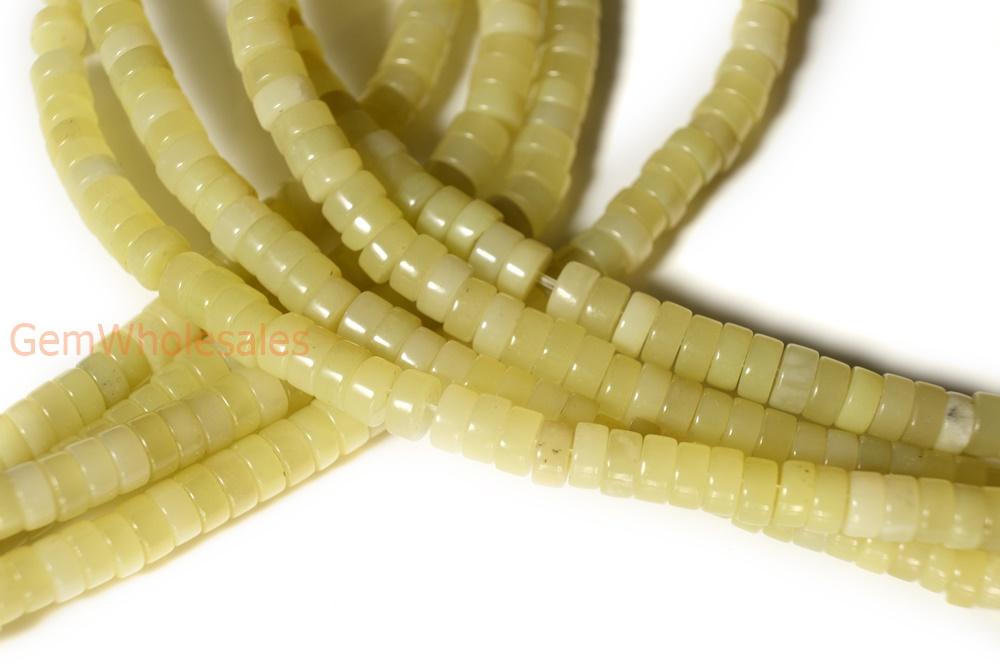 15.5" 3x6mm yellow green olive jade Heishi beads gemstone