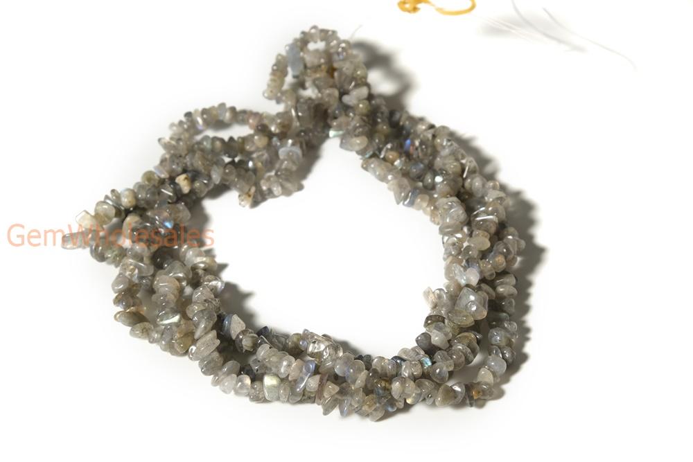 34" Natural Labradorite 5x10mm chips , Labradorite small chips, Grey color gemstone beads