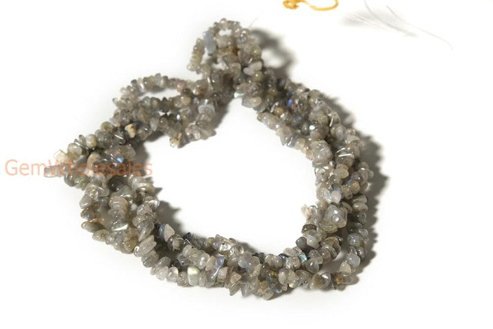 34" Natural Labradorite 5x10mm chips , Labradorite small chips, Grey color gemstone beads