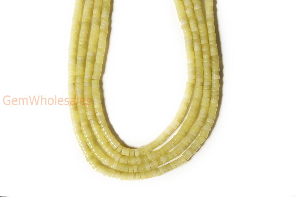 15.5" 3x6mm yellow green olive jade Heishi beads gemstone