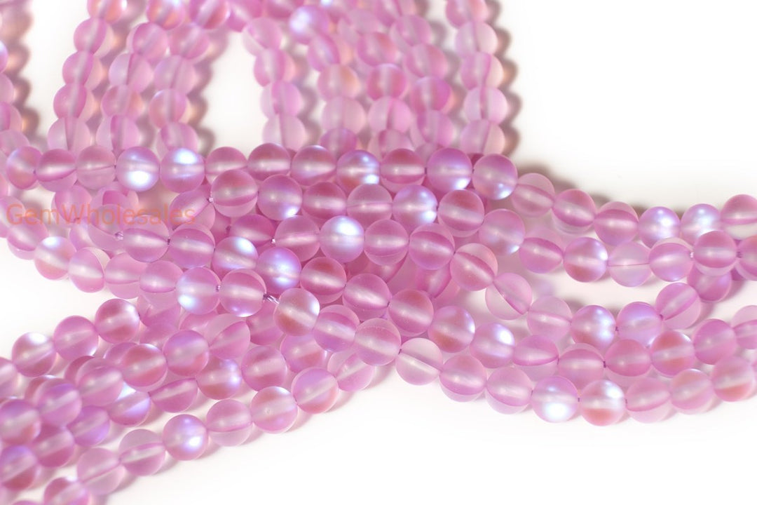 15.5" 8mm Rainbow Red Synthetic Moonstone round beads