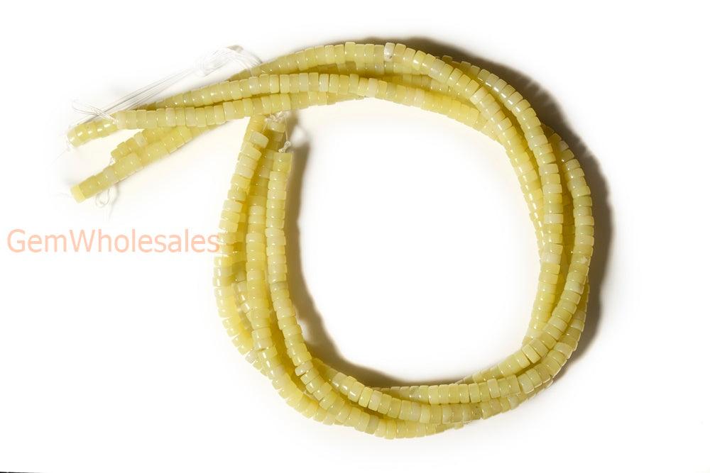 15.5" 3x6mm yellow green olive jade Heishi beads gemstone