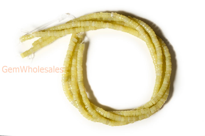 15.5" 3x6mm yellow green olive jade Heishi beads gemstone