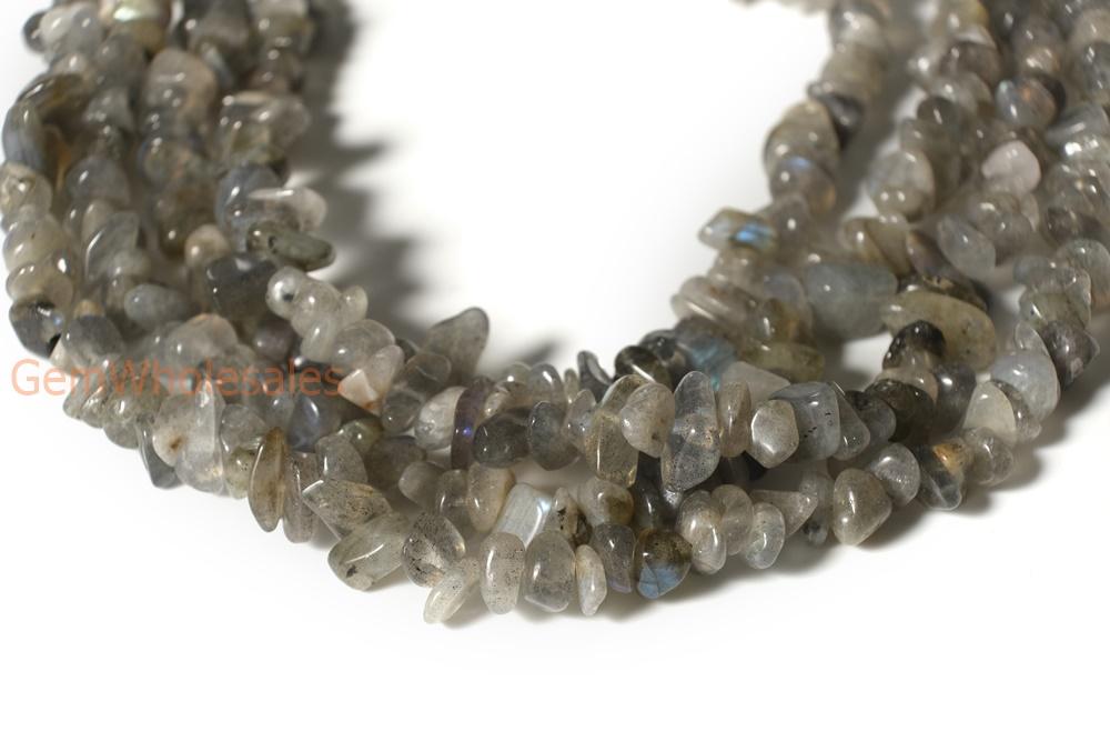 34" Natural Labradorite 5x10mm chips , Labradorite small chips, Grey color gemstone beads