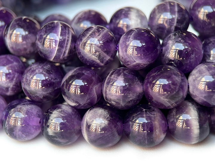 15.5" 8mm Natural dogtooth amethyst round beads, Purple Quartz
