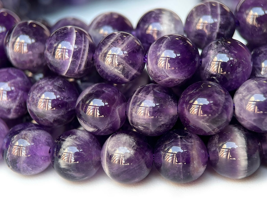 15.5" 8mm Natural dogtooth amethyst round beads, Purple Quartz