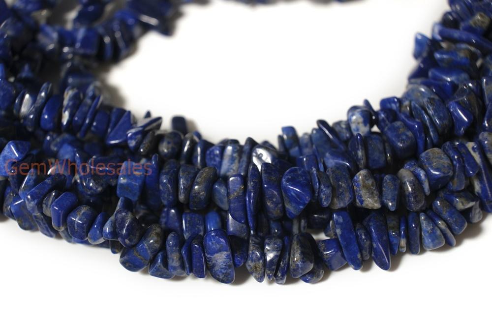 34" 5x10mm Natural Lapis lazuli stone chips ,blue gemstone small chips