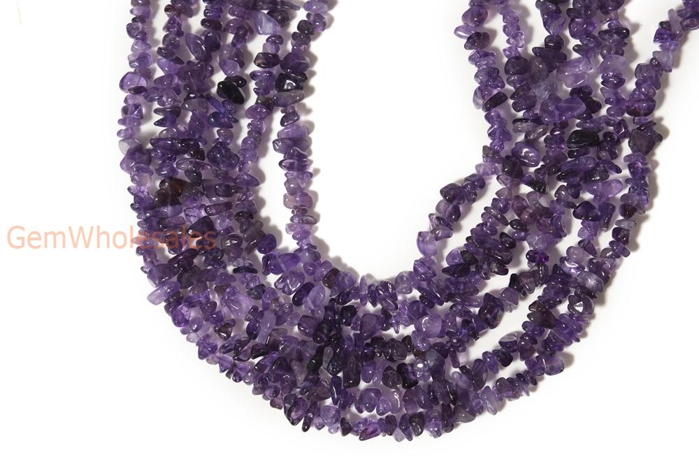 34" Natural Amethyst 5x10mm chips ,purple gemstone small chips