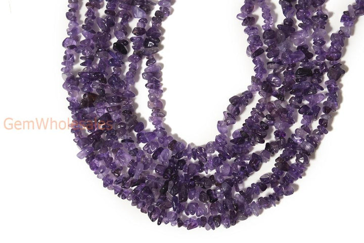 34" Natural Amethyst 5x10mm chips ,purple gemstone small chips