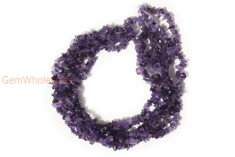 34" Natural Amethyst 5x10mm chips ,purple gemstone small chips
