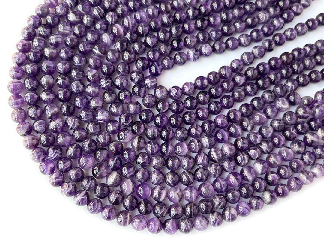 15.5" 8mm Natural dogtooth amethyst round beads, Purple Quartz