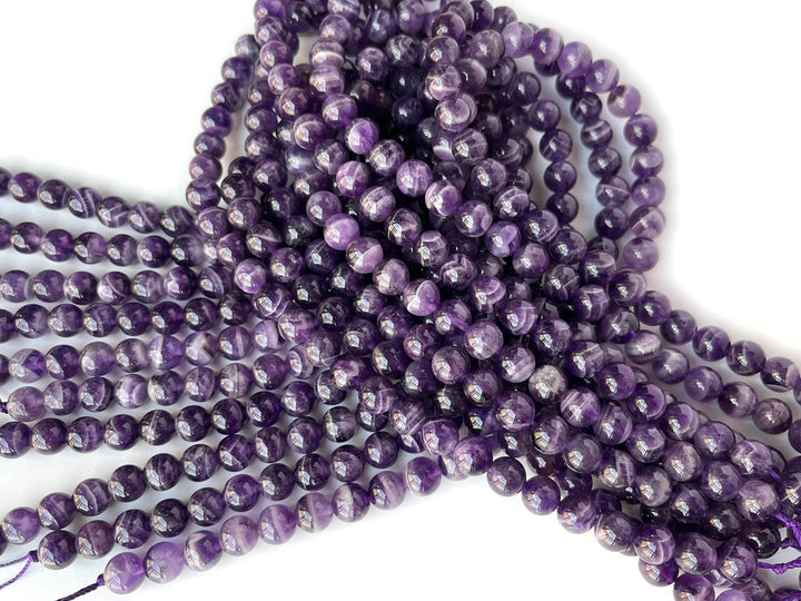 15.5" 8mm Natural dogtooth amethyst round beads, Purple Quartz