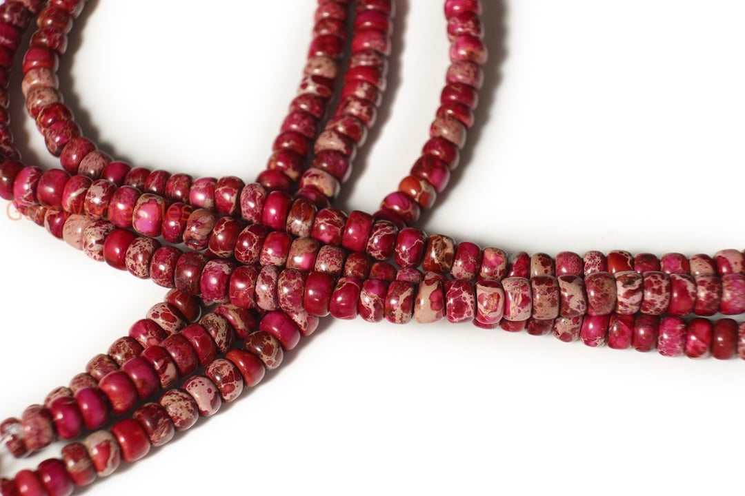 15.5"  red Sea Sediment rondelle 3x6mm, Aqua Terra Jasper rondelle,Magenta Emperor stone