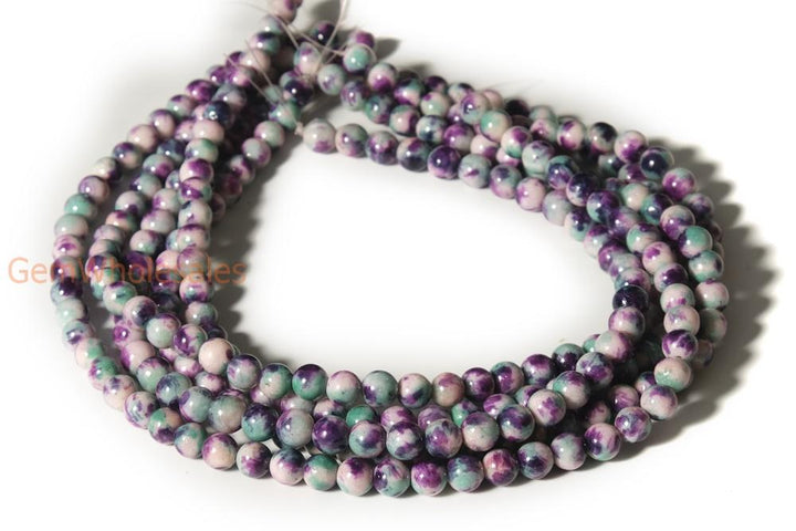 15.5" 8mm Dyed Green purple white jade round jewelry beads X10